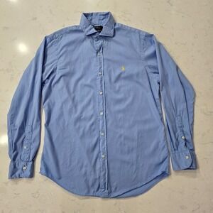 Polo Ralph Lauren Mens Beach Twill Button Down Shirt Blue Long Sleeve Medium